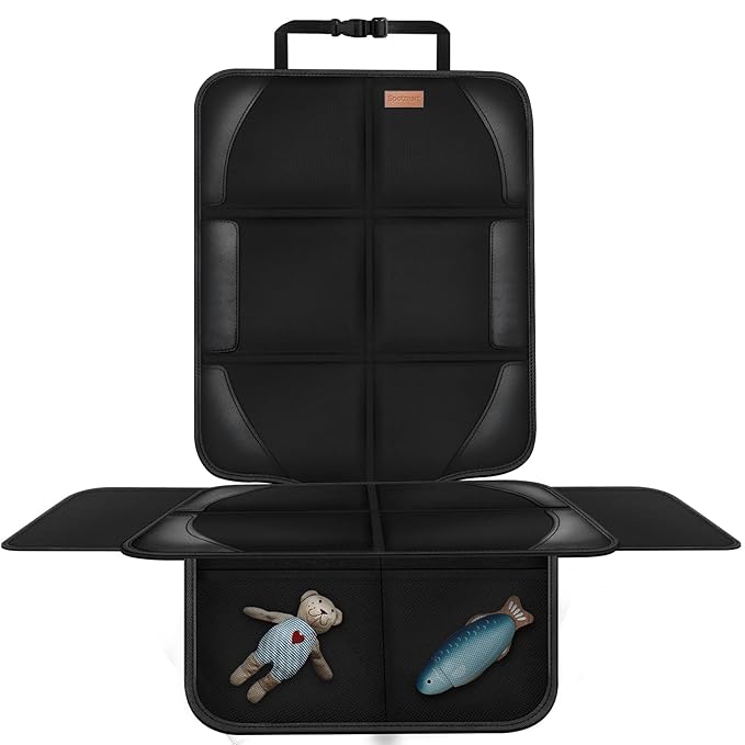 Car Seat Protector Covers for Child Car seat mat, 600D Waterproof Non-Slip with Storage Pockets, Cushion Protectors Large Size, Prevent Dirt Scratches (Black 2)