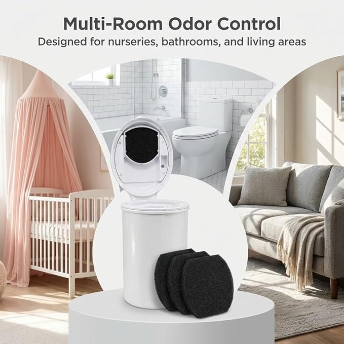 QalryXen 8 Pack Diaper Pail Deodorizer Refills Compatible with Ubbi Diaper Pail, Activated Charcoal Odor Absorbing Carbon Filters for Baby Diaper Trash Can, Helps Control Odors & Keep Home Fresh