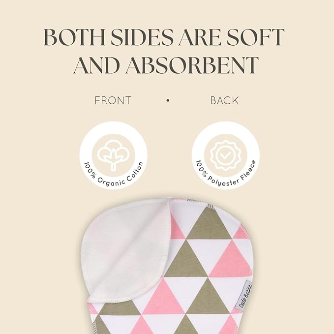 Dodo Babies Burp Cloths for Babies - Soft Cotton Front & Fleece Back - Contoured Fit for Newborn Essentials - Pack of 5, 2 Pacifier Clips, Pacifier Case, 19 x 9 in