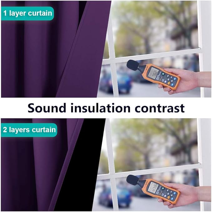 NICETOWN Kitchen Full Blackout Curtain Panels, Super Thick and Soft Insulated Window Covers, 100% Blackout Draperies with Black Backing for Cafe Window (Royal Purple, Set of 2 PCs, 52 by 45-inch)
