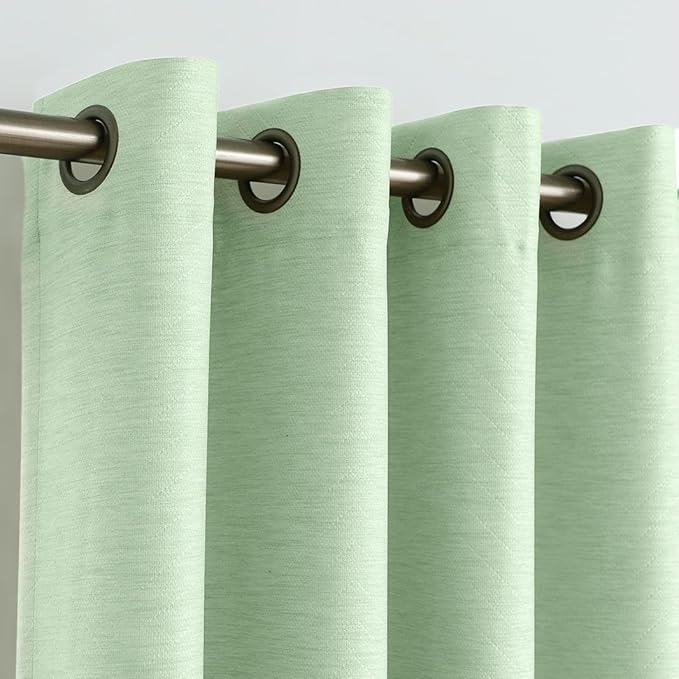 Treatmentex Green Curtains for Living Room 96" Long Geometric Window Drapes for Bedroom Light Green 2 Panel Drapes Grommet Top