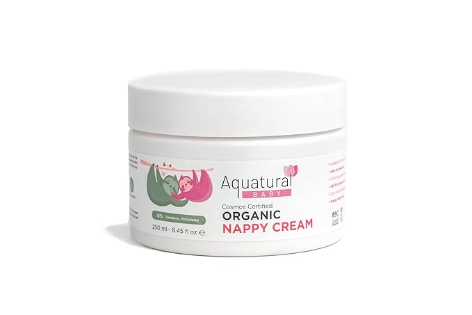 Aquatural Organic Nappy Cream - Newborn Diaper Care - Gentle Care Diaper-Cream, Natural Moisturizer Zinc Oxide Ointment for Kids Sensitive Skin - Baby Rash (8.45fl oz)