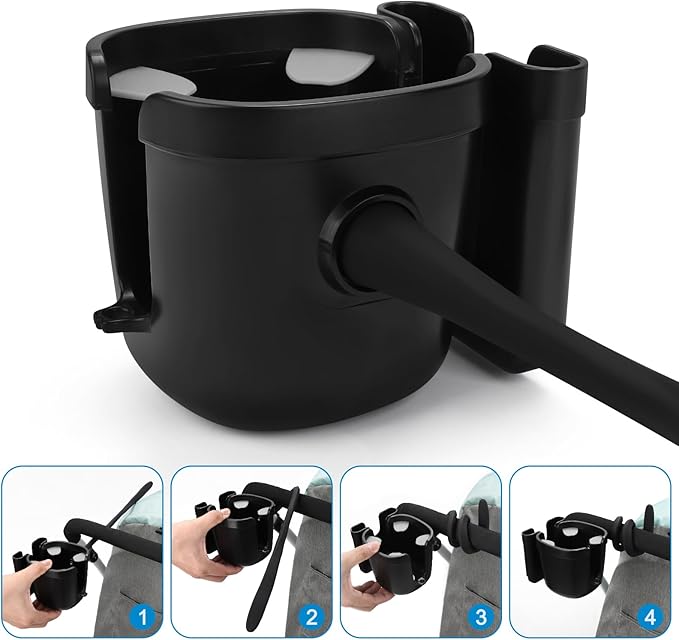 Accmor Stroller Cup Holder, Universal Cup Holder for Uppababy Nuna Doona Strollers, Bottle Drinks Holder for Wheelchair, Walker, Bike, Scooter