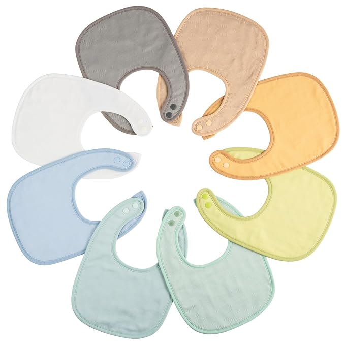 Tiny Twinkle 8 Pack Baby Bibs for Drooling and Teething – Waterproof & Absorbent Bibs for Baby Girl & Boy, Machine Washable Infant Bib Set for Newborns and Toddlers (Boy Macaron 8-Pack)