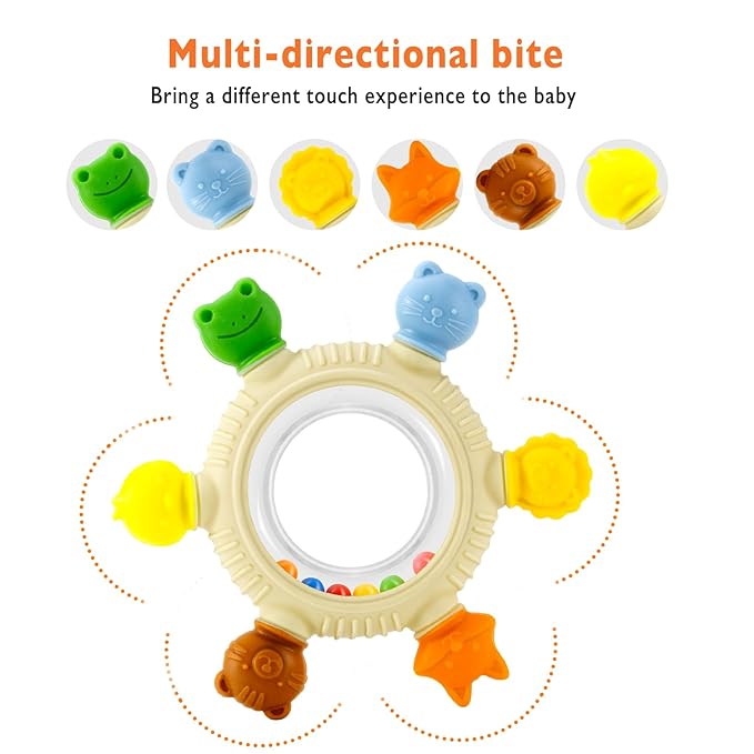 Baby Teething Toy for Babies 0-3-6-12,18 Months, BPA Free Silicone Baby Teething Ring for Teething Relief