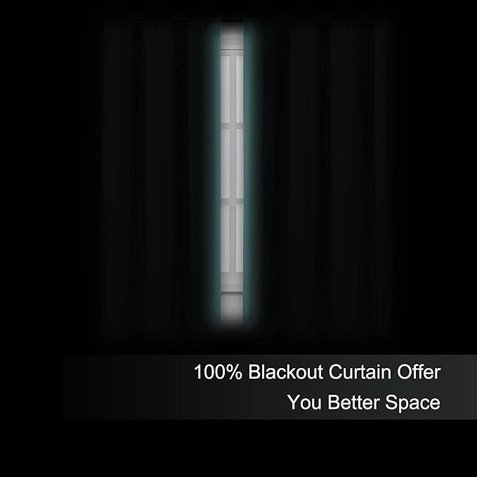 LEMOMO 100% Blackout Curtains 52 x 72 Inch Sea Teal Curtains 2 Panels Darkening Thermal Insulated Bedroom Curtains