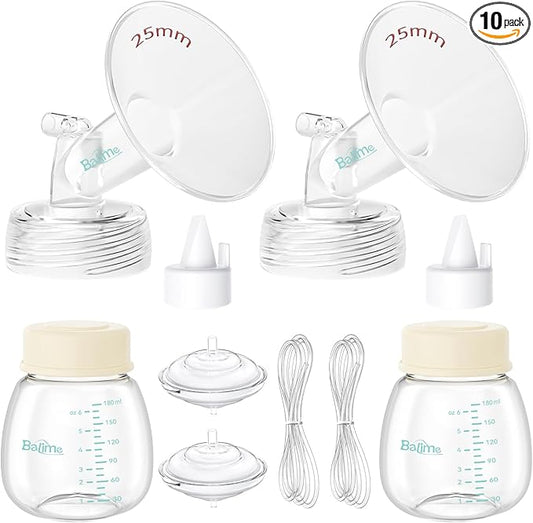 BALIME Pump Parts Compatible with Spectra S1/S2/9 Plus, Not Original Accessories, Full Set Replacements Include 25mm Flanges, Valves, Backflow Protectors (Duckbills Included), Tubings and Bottles