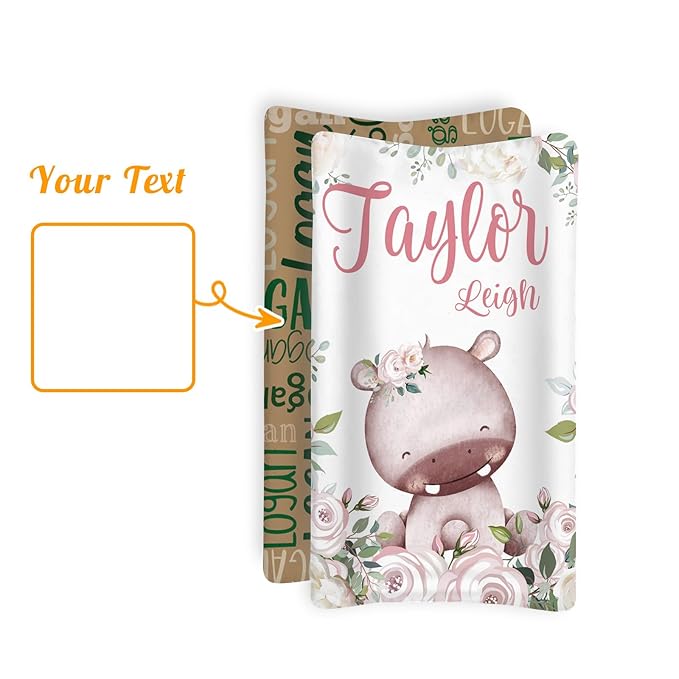 Custom Changing Pad Cover Set - Jersey Knit Ultra Soft Unisex Waterproof Diaper Changing Table Covers with Personalized Name for Baby Boys Girls - Comfy Cozy 2 Pcs Set Style20