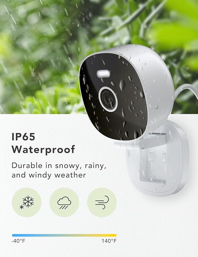 2K Security Camera, Outdoor/Indoor for Home, Pet, Baby, Nanny, IP65 Waterproof Color Night Vision, White Light & Siren, Recording, Motion Detection, Compatible with Alexa, White-4P