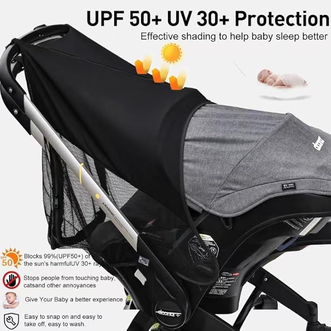 Stroller Sun Shade, Extension Compatible with Doona Infant car seat Stroller, 360° Sun Shade Baby Car Seat Attachment for Sun Cover, Wind, and Bug Protection