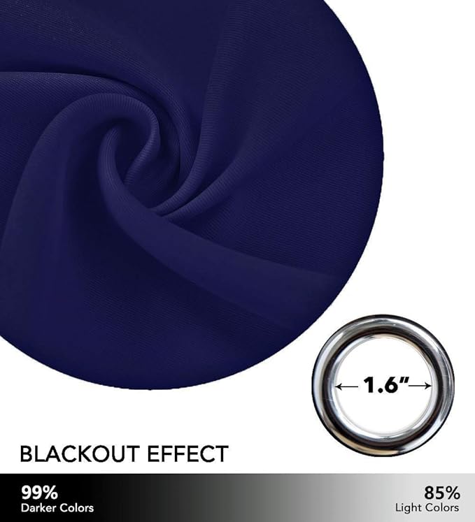 NICETOWN Twinkle Stars Blackout Curtains - Nap Time Essential Kid's Room/Nursery Window Treatment Curtain Panels with Hollow Stars (2-Pack, W52 x L84 inches, Navy Blue)