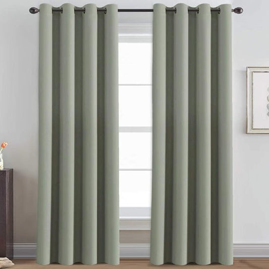H.VERSAILTEX Blackout Curtain for Living Room Thermal Insulated Window Treatment Curtain Extra Long 108 inch Length Energy Saving Solid Grommet Top Blackout Drape, One Panel, Light Sage，52"W x 108"L