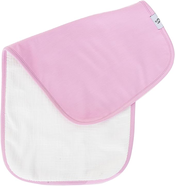 SWaddle AN Premium Baby Burp Cloths, Extra Soft Spit Up Rags with 3 Absorbent Layers, 21" x 10" Size, Pink Tint