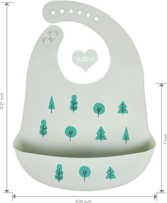 BEBE FAVOUR 2 Pack Silicone Baby Bibs Adjustable Fit Waterproof Bib With Leak Proof Food Pouch Catcher for Eating Boys Girls