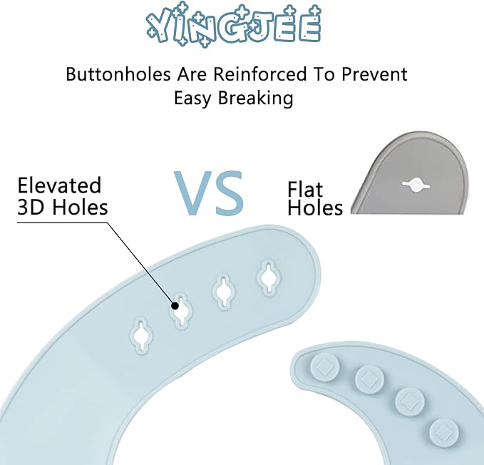 YINGJEE Baby Silicone Feeding Bibs, 3pcs Adjustable Waterproof Bibs for Feeding