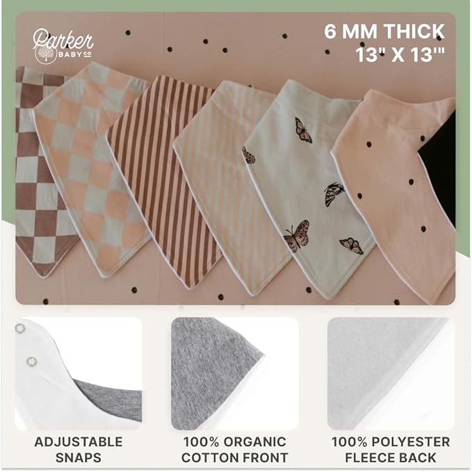 Parker Baby Bandana Drool Bibs 8 Pack Baby Bibs for Boys, Girls, Unisex - Soft & Stylish Teething Bibs for Babies