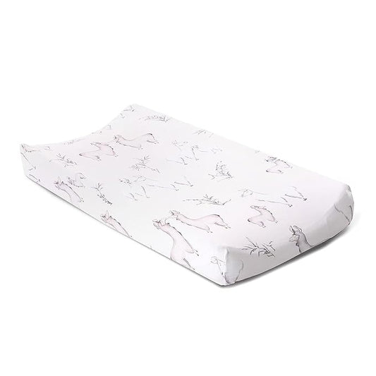 Oilo Changing Pad Cover, Breathable Turkish Cotton Fitted Jersey, 300 Thread Count, Machine Washable, Fits Standard Changing Pads (32" x 16"), Girl, Boy, & Neutral Nursery Design, Llama