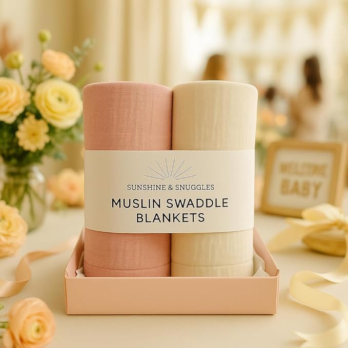 Soft 100% Cotton Swaddles for Newborns, 2- Pack - Large, Breathable Baby Blanket - Versatile, Durable Muslin Swaddle Blankets - Perfect Newborn Essentials