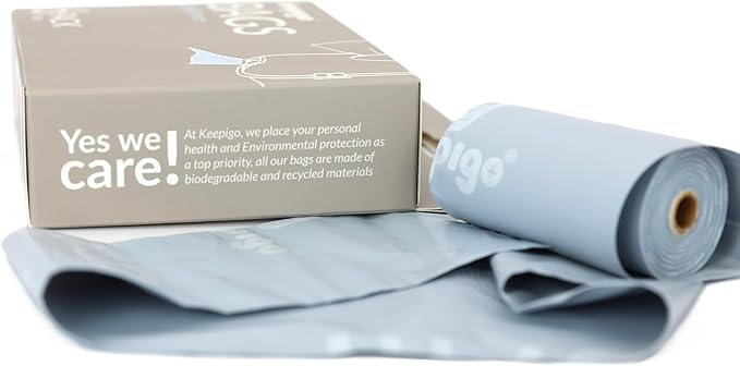 Keepigo, Compostable Disposable Diaper Bags Refills | 6 Rolls, 72 Leak-Proof, XL Biodegradable Baby Poop Bags | Eco-Friendly Diaper Trash Bags for Home, Travel, Pet Waste | Odor-Free,