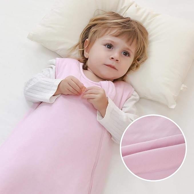 Mosebears Unisex Rayon Made from Bamboo Sleep Sack with 2-Way Zipper,2.5 Tog Baby Winter Sleep Sack (Blush,6-18 Months)