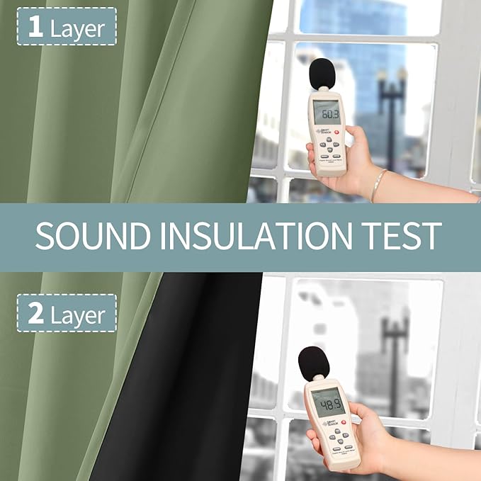 BGment Thermal Insulated 100% Blackout Curtains for Bedroom with Black Liner, Double Layer Full Room Darkening Noise Reducing Grommet Curtain (52 x 72 Inch, Grass Green, 2 Panels)