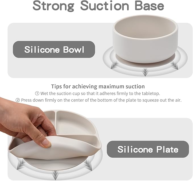 Silicone Baby Feeding Set,13PCS Baby Feeding Essentials with Suction Bowl and Plate,Spoons & Forks,Bib & Cup,Baby Toothbrush,Baby Led Weaning Supplies for 6+ Months,Baby Eating Essentials-White