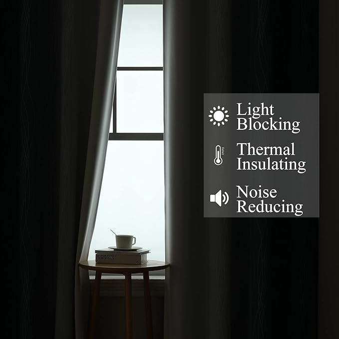 Estelar Textiler Navy Blue and Greyish White Blackout Curtains 45 Inch Length, Light Blocking Gradient Drapes for Kitchen, Thermal Insulated Grommet Ombre Curtains for Bathroom,42Wx45L,2 Panels