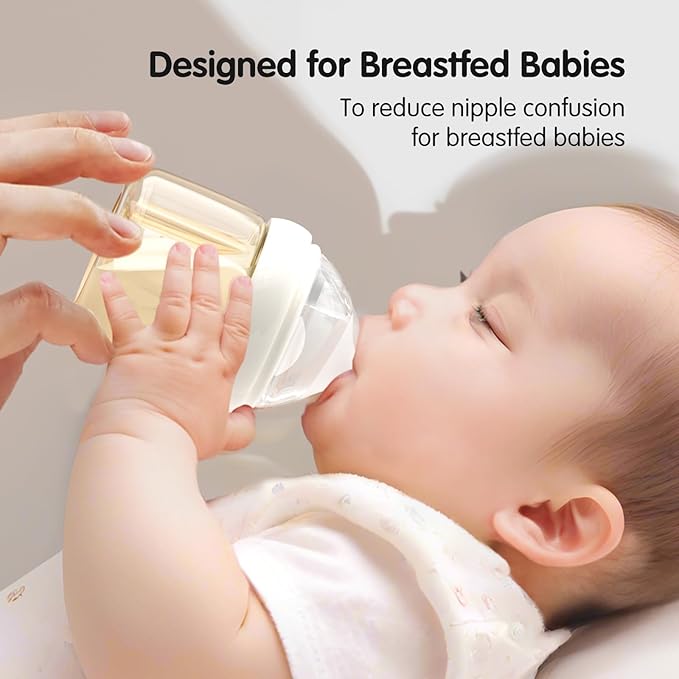 Aynmer Natural Flow Silicone Baby Bottle Nipple for Wide Neck Bottles Level 1, Slow Flow (S) Nipple, 1+ Months, 4 Counts (Pack of 1) BPA-Free