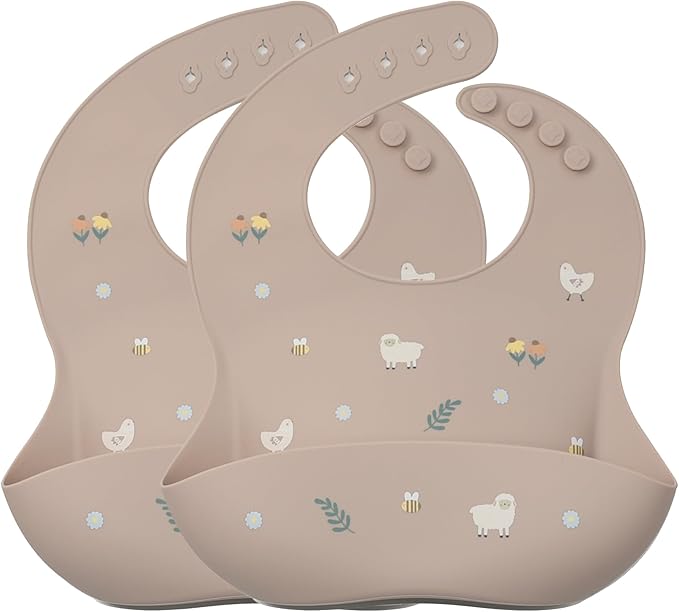 noüka Baby Feeding Bib | 100% Food-Grade Silicone | Comes With A Deep Pocket | Mess Proof & Soft | Dishwasher Friendly