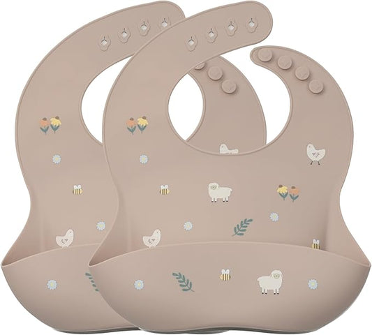 noüka Baby Feeding Bib | 100% Food-Grade Silicone | Comes With A Deep Pocket | Mess Proof & Soft | Dishwasher Friendly