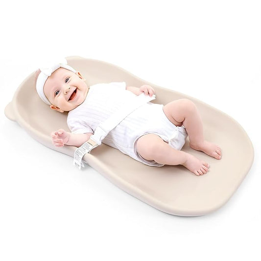 Wipe-Clean Baby Diaper Changing Pad Waterproof & Wipeable Teddy Bear Easy to Clean, Soft EVA Foam Changer Pads with Adjustable Safety Belt, Non-Slip Change Mat for Changing Station Table Dresser Bed