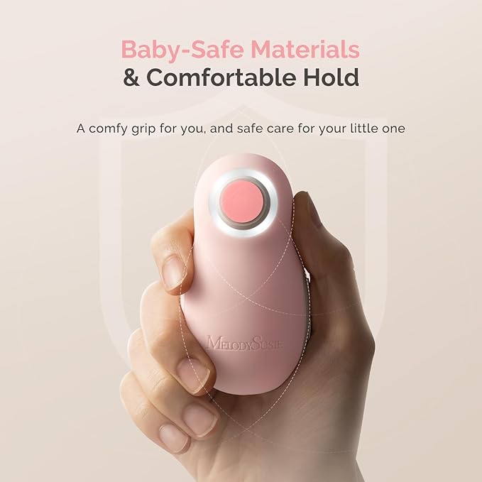 MelodySusie Baby Electric Nail File Kit, PC20F Rechargeable & Safe Nail Trimmer with Night Light, Quiet Operation for Newborns, Infants, Toddlers, Gentle Nail Care Clipper, Pink