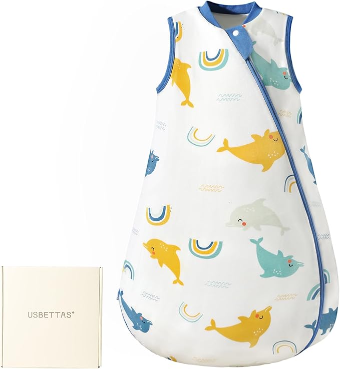 usbettas 1.0 Tog 2.5 Tog Baby Sleep Sack, 100% Cotton Baby Sleeping Bag 3-24M, 2-Way Zipper Baby Wearable Blanket