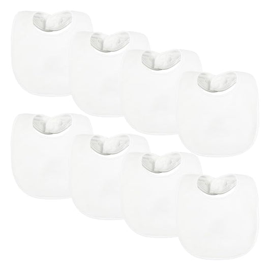 Tiny Twinkle 8 Pack Baby Bibs for Drooling and Teething – Waterproof & Absorbent Bibs for Baby Girl & Boy, Machine Washable Infant Bib Set for Newborns and Toddlers (White 8-Pack)