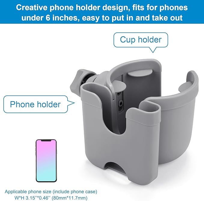 Accmor 2-in-1 Walker Cup Holder with Phone Holder, Wheelchair Cup Holder, Rollator Cup Holder, Cup Phone Holder for Walker, Wheelchair, Rollator, Mobility Scooter