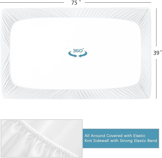 2 Pack Twin Mattress Protector Waterproof, Noiseless & Soft Coverage Mattress Fitted Sheet Twin with Deep Pocket up to 14", Super Breathable & Easy Wash Twin Size Mattress Protector