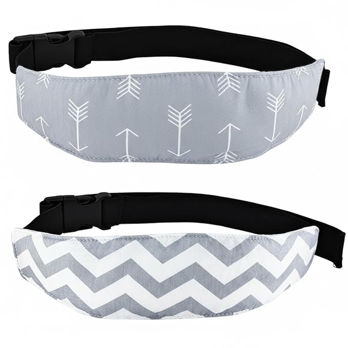 2 Pcs Baby Head Support Band for Stroller Car Seat Pillow Support Head Holder Belt for Kids Children Toddler Infant Sleeping Traveling(Grey)