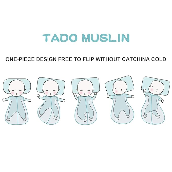 TADO MUSLIN Baby Sleep Sack 2-4 T Baby Wearable Blanket 100% Organic Cotton 0.5 TOG Toddler Sleep Sacks 2- Way Zipper Soft 4 Layers Muslin 2T 3T 4T Car