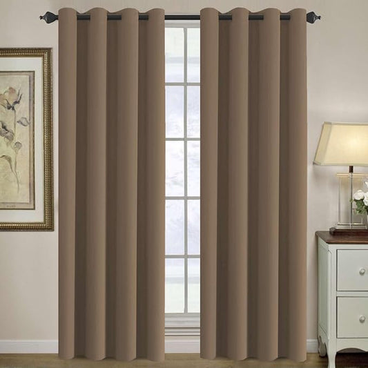 H.VERSAILTEX Blackout Curtain for Living Room Thermal Insulated Window Treatment Curtain Extra Long 108 inch Length Energy Saving Solid Grommet Top Blackout Drape, One Panel, Macchiato, 52"W x 108"L