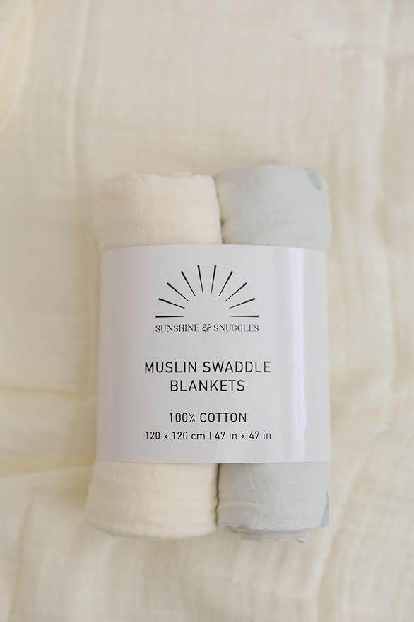 Soft 100% Cotton Swaddles for Newborns, 2- Pack - Large, Breathable Baby Blanket - Versatile, Durable Muslin Swaddle Blankets - Perfect Newborn Essentials