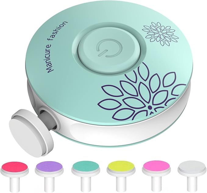 Baby Nail Trimmer Electric Baby Nail File, Baby Nail Clippers, 6 Grinding Heads, Safe Easy Quiet Baby Nail Grooming Care Kit for Newborn Infant Toddler Adult Battery Operated (Not Included)