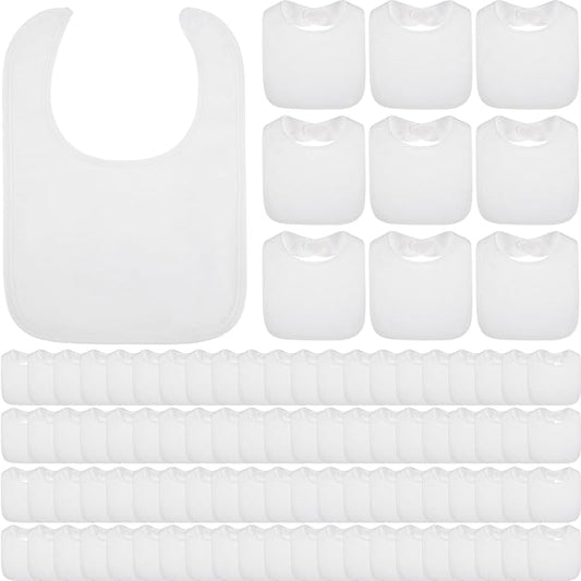 Toulite 80 Pcs White Bibs for Baby Washable Reusable Waterproof Cotton Feeder Bibs with Double Sided Design for Baby Shower Activity and Gifts