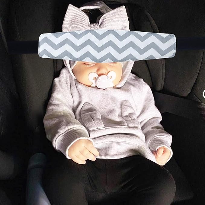 2 Pcs Baby Head Support Band for Stroller Car Seat Pillow Support Head Holder Belt for Kids Children Toddler Infant Sleeping Traveling(Grey)