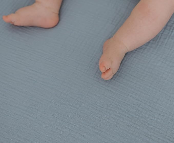 Dreamology Baby Crib Sheets,Muslin Crib Sheet Girls,Boys,Crib Sheet,Breathable Toddler Bed Sheets,2 Pack Crib Sheets Cotton for Standard Cribs, 52x28 Crib Mattress Sheets | Blue and Light Blue