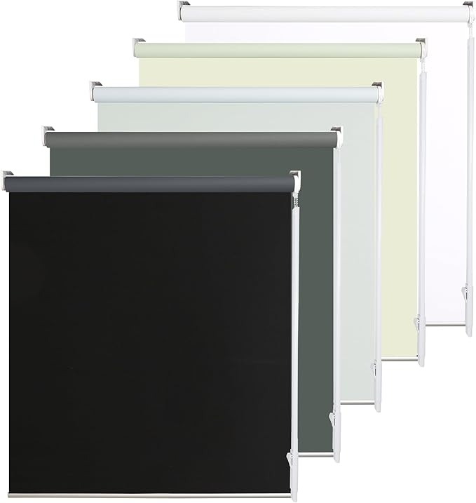 Allbright 100% Blackout Cordless Roller Shades for Windows, Thermal Insulated UV Protection, Window Roller Blinds for Home, Office, Bedroom, Door, 48" W x 72" H, Black