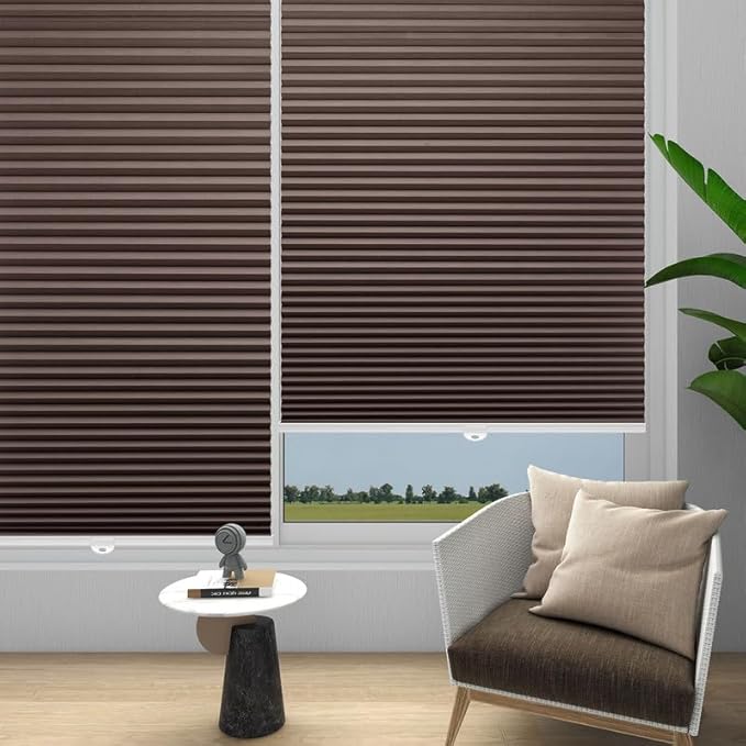 Changshade Cellular Shades Cordless Blinds Blackout for Indoor Windows, Honeycomb Blind Room Darkening Shade 1.5'' Single Cell Pleated, Easy to Install Shade Size 40" Wide x 72" Height, Taupe