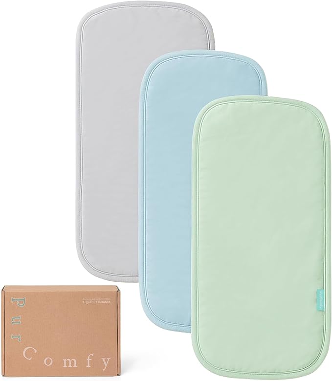 PurComfy Supersoft Burp Cloths, Premium Bamboo Viscose Baby Burp Cloths, Absorbent & Skin-Friendly, Large 21” x 10”, Unisex Baby Essentials for Feeding, Spit-Up, 3-Pack