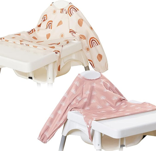 CoolaPeach Long Sleeve Baby Bib - Mess-Proof Feeding Bibs for Babies - Adjustable, Waterproof, and Highchair/Table Attachment