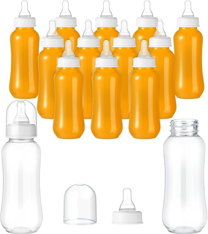 Norme 12 Pcs 9.5 oz Plastic Bottles Chug Shower Game Party Favors for Shower Decorations Gender Reveal Gifts (White)