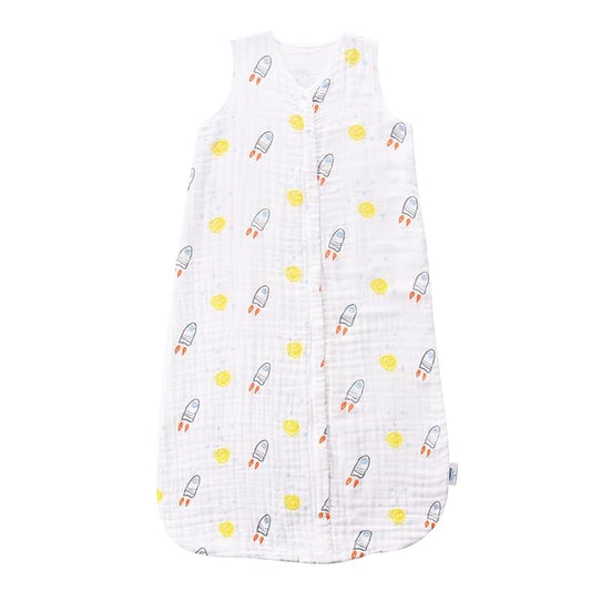 TADO MUSLIN Toddler Sleep Sack 2-4T, 0.5 TOG Lightweight Wearable Blanket, 100% Organic Cotton Muslin, Sleeveless, 2-Way YKK Zipper, OEKO-TEX Certified, Rocket